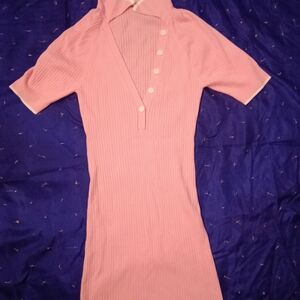 Fashion Nova Blush Buttoned High Low Dress